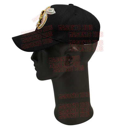 Masonic Shriner Black Cap – Handcrafted with Camel & Star Emblem