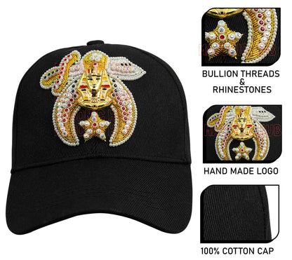 Masonic Shriner Black Cap – Handcrafted with Camel & Star Emblem