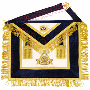 Handmade Masonic Past Master Apron – Genuine Lambskin with Compasses &amp; Quadrant Masonic Hub