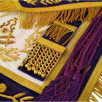 Masterfully Embroidered Masonic Grand Lodge Past Master Lambskin Apron