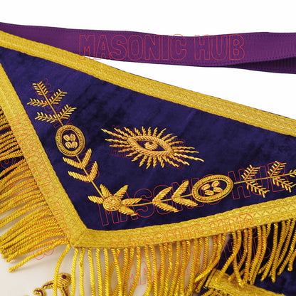 Masterfully Embroidered Masonic Grand Lodge Past Master Lambskin Apron
