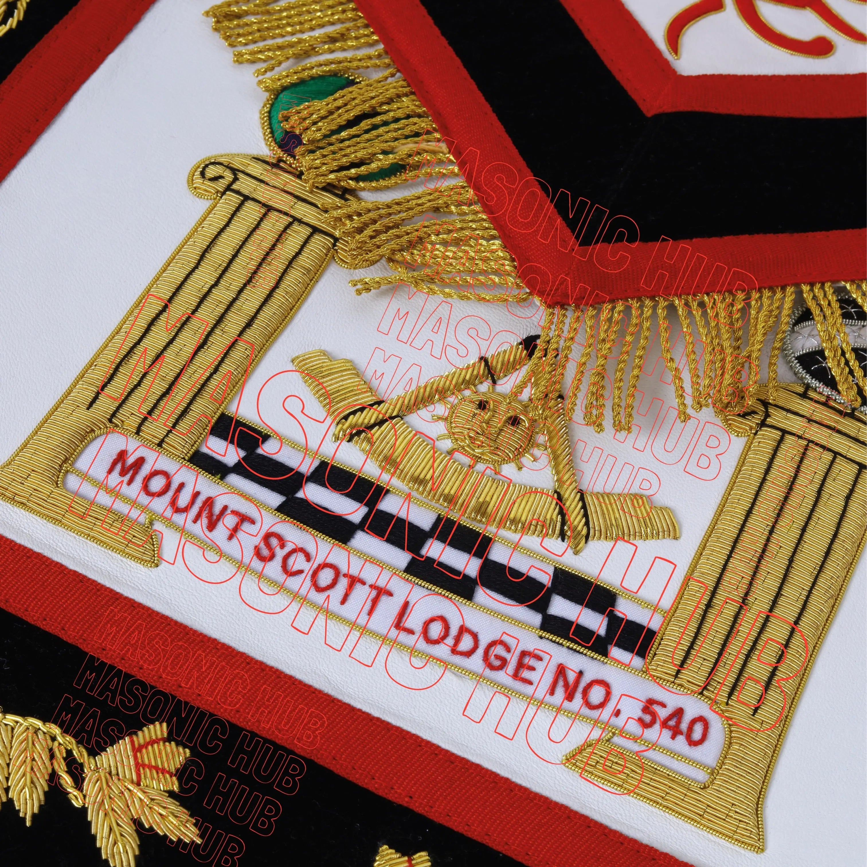 MASONIC REGALIA – EXQUISITE CUSTOM PAST MASTER 100% LAMBSKIN APRON Masonic Hub