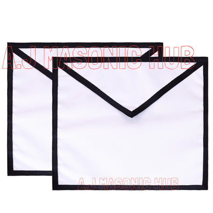 Masonic White 100% Cotton Duck Funeral Apron with Ribbon for Freemasonry