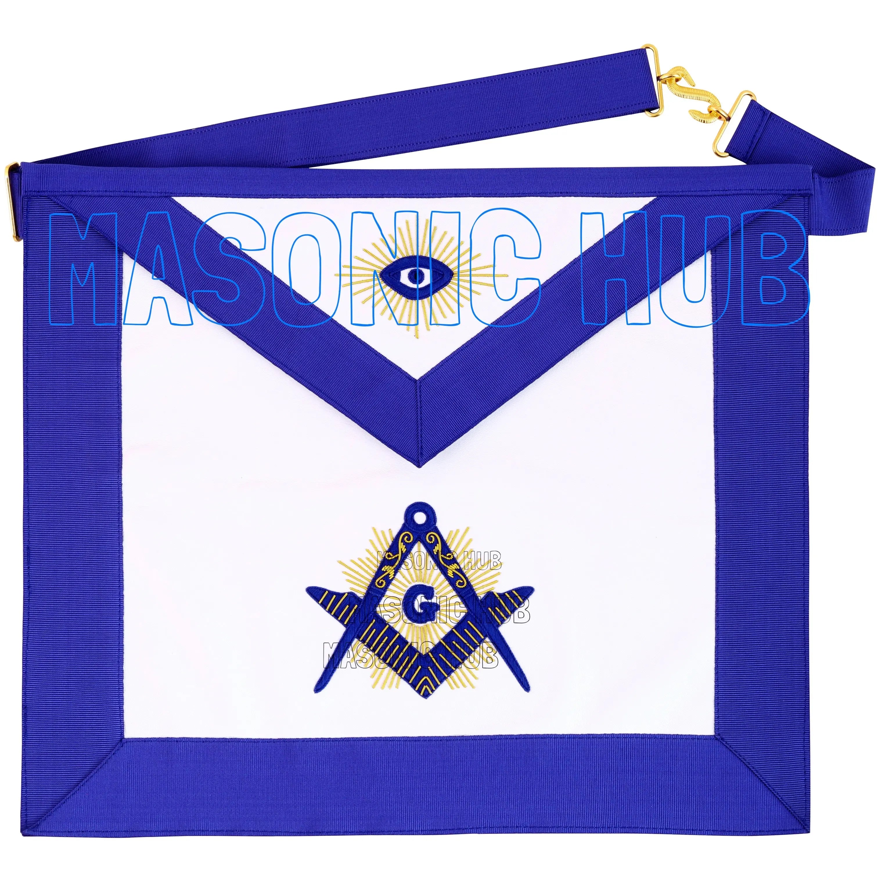 Handcrafted 100% Lambskin Master Mason Blue Lodge Apron with Radiant G Symbol Masonic Hub