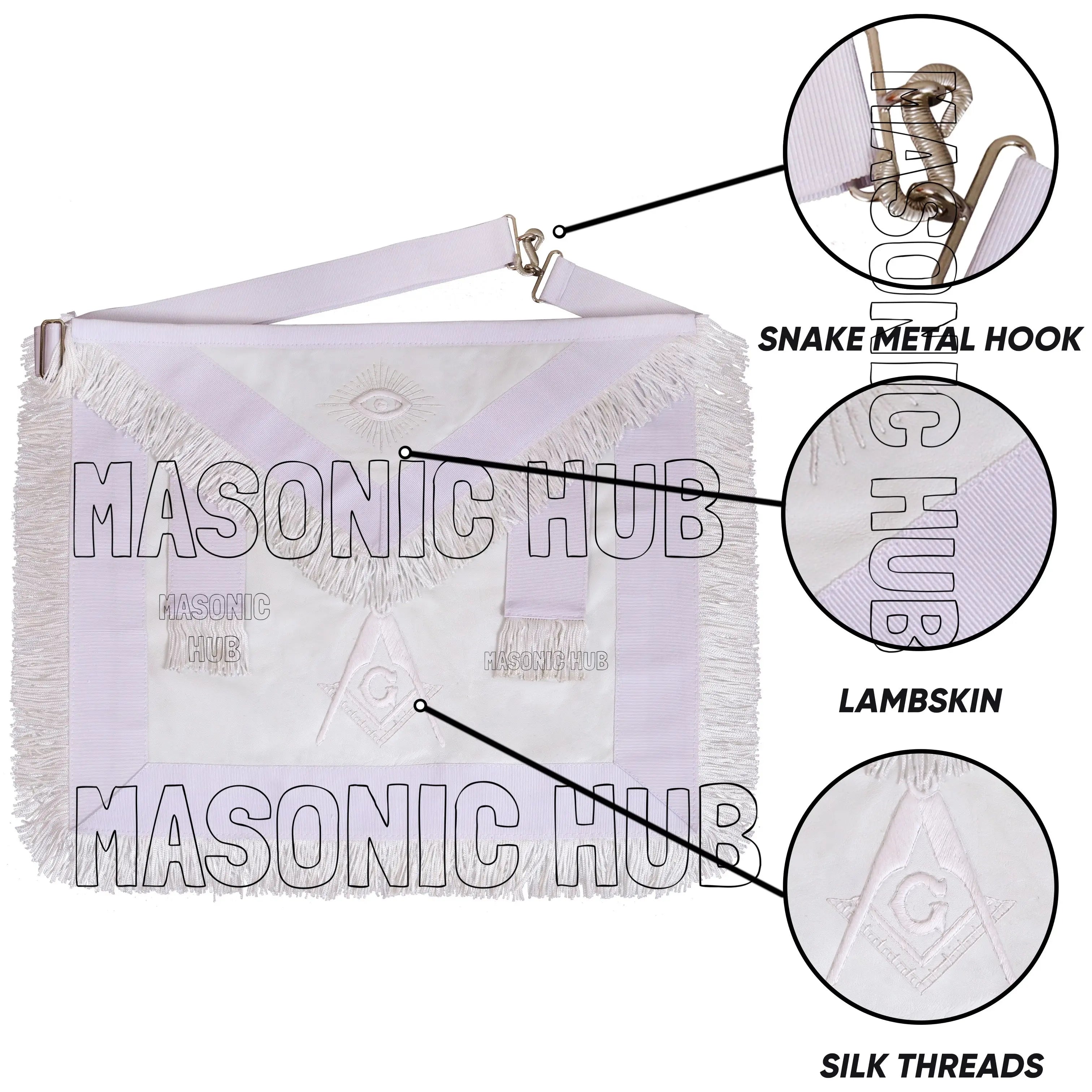 Masonic Master Mason Apron – 100% Lambskin with Hand Embroidery &amp; Fringe Masonic Hub