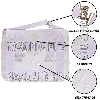 Masonic Master Mason Apron – 100% Lambskin with Hand Embroidery &amp; Fringe