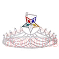 Masonic O.E.S Grand Matron Silver Tone Rhinestone Adjustable Crown Masonic Hub