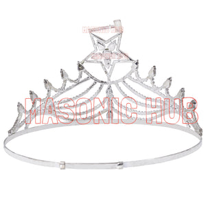 Masonic O.E.S Grand Matron Silver Tone Rhinestone Adjustable Crown Masonic Hub