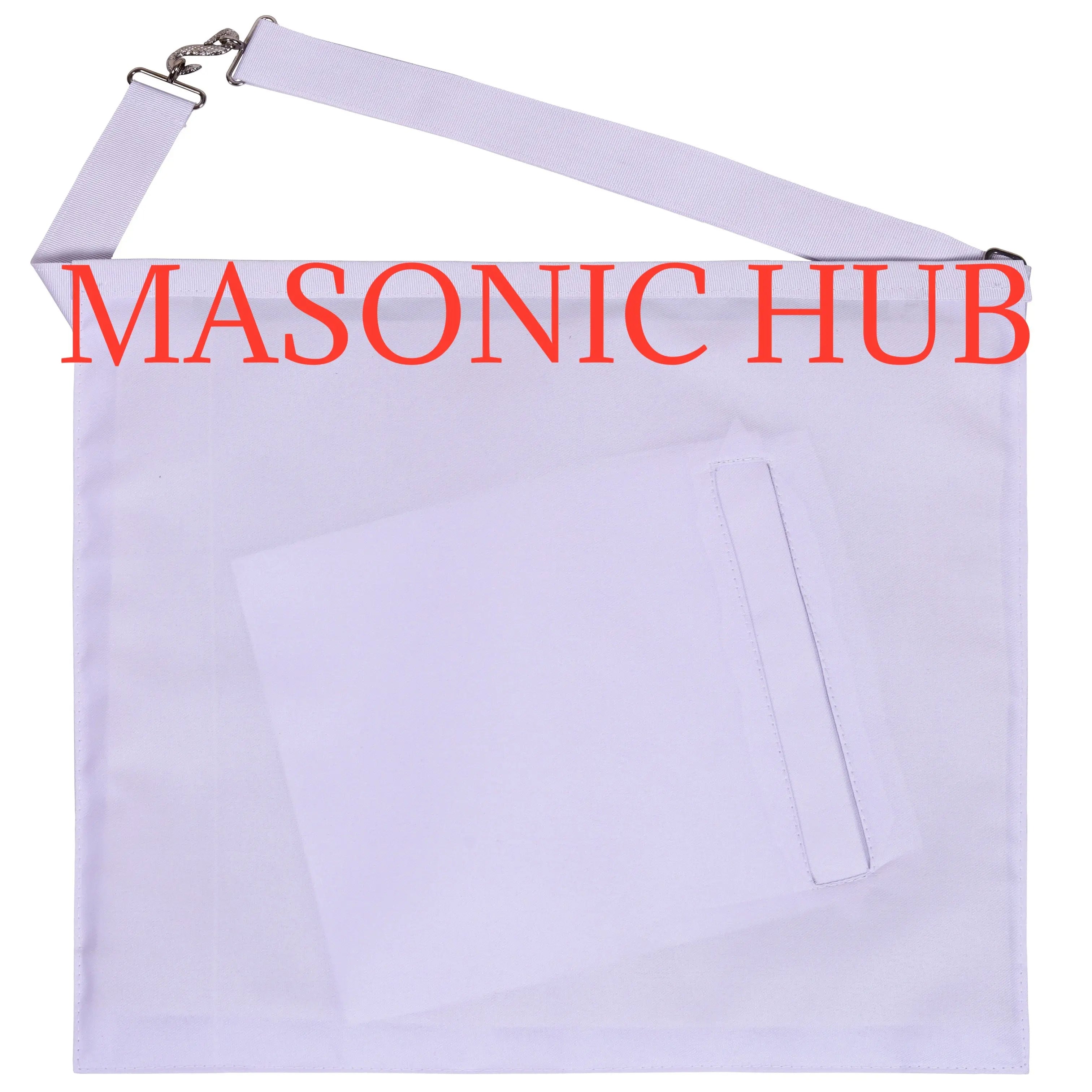 MASONIC ALL WHITE HAND EMBROIDERED MASTER MASON 100% LAMBSKIN APRON Masonic Hub