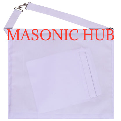 MASONIC ALL WHITE HAND EMBROIDERED MASTER MASON 100% LAMBSKIN APRON