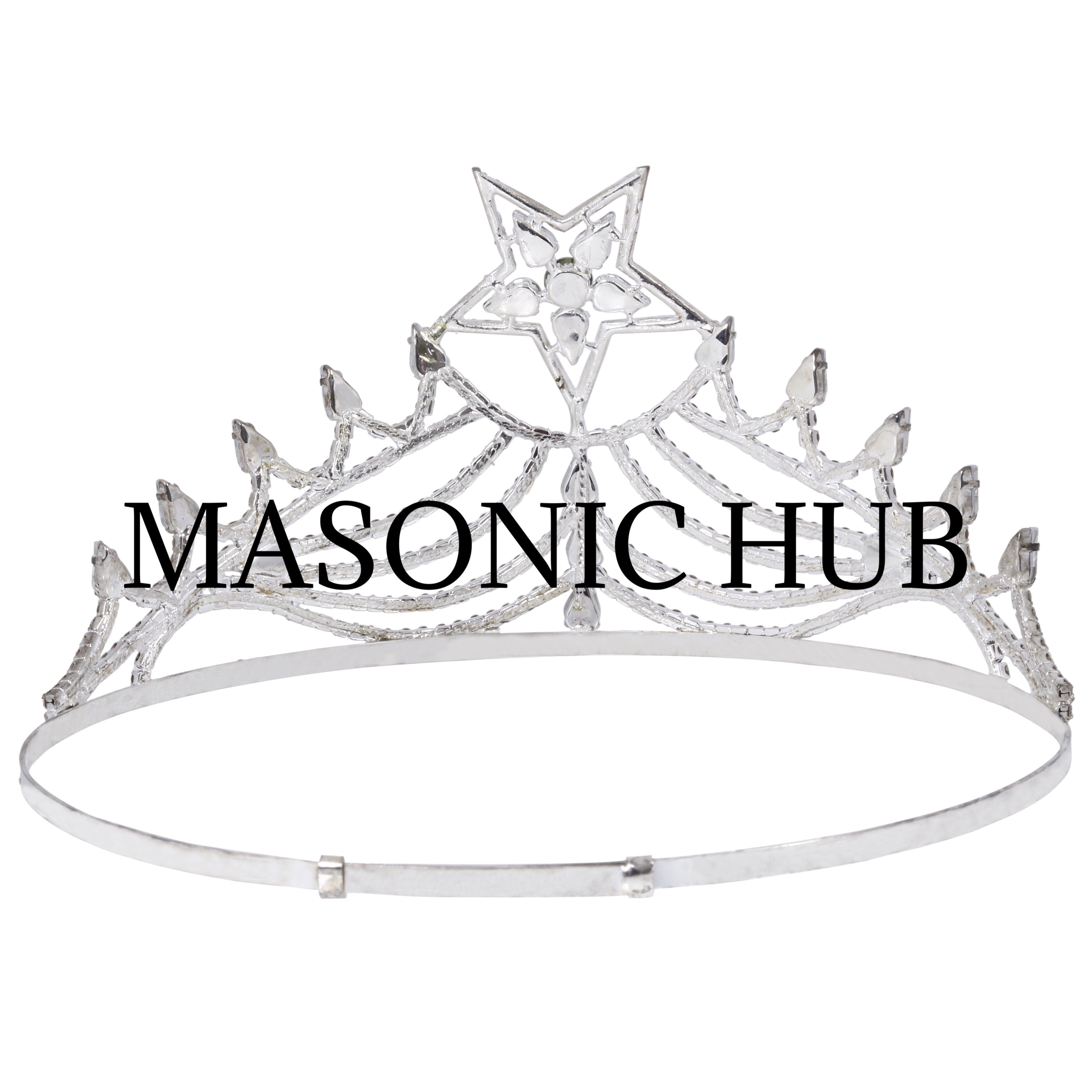 Freemasonic O.E.S Worthy Matron Silver-Tone Hand-Polished Crown Masonic Hub