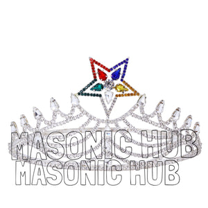 Freemasonic O.E.S Worthy Matron Silver-Tone Hand-Polished Crown Masonic Hub