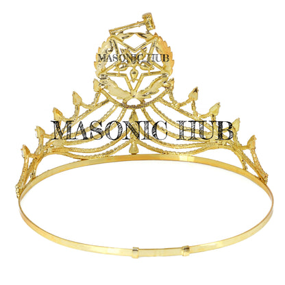 Freemason Masonic O.E.S Grand Matron Crown – Gold Tone with Rhinestones | Adjustable & Elegant Gift for Her