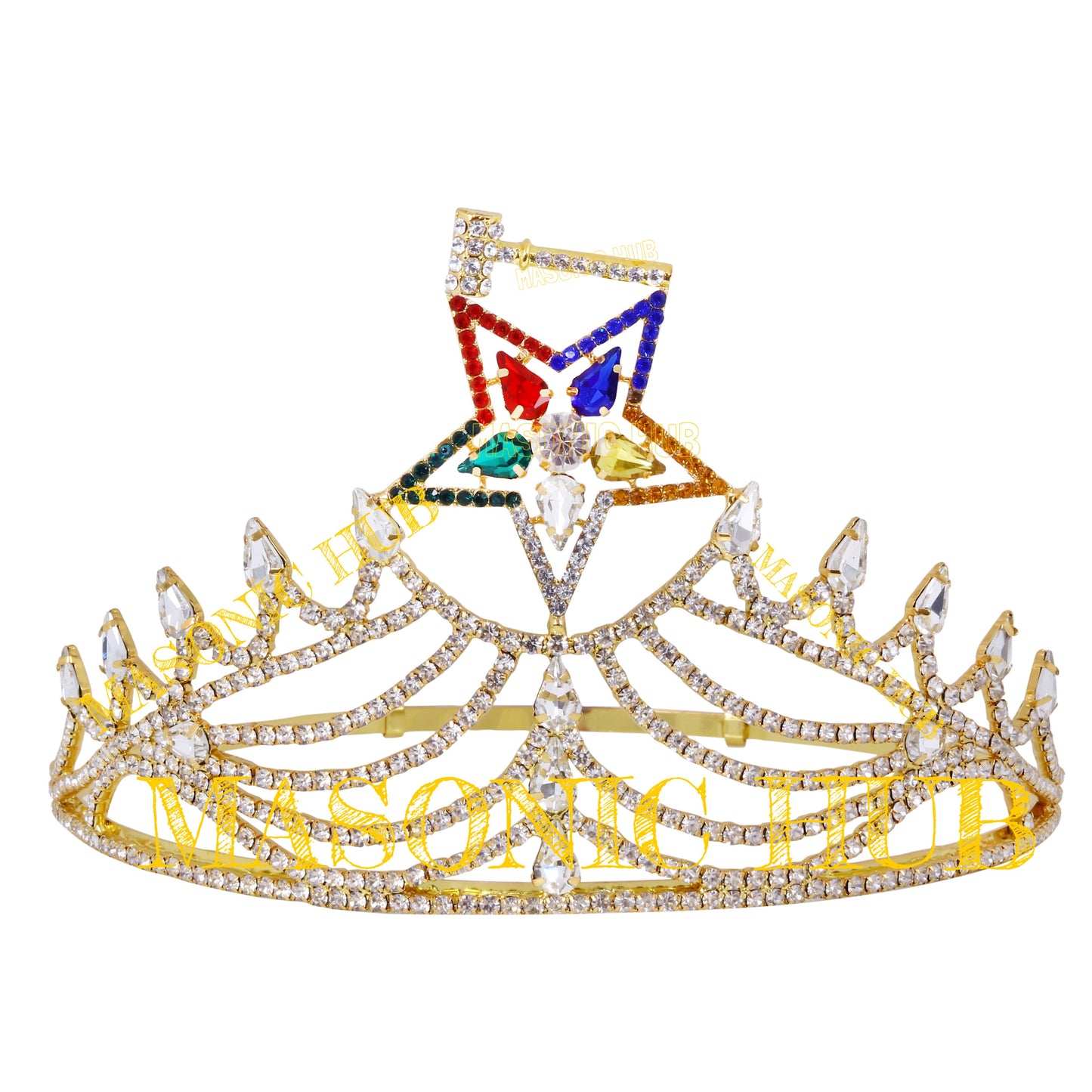 Masonic O.E.S Grand Matron Adjustable Crown – Gold Tone with Rhinestones