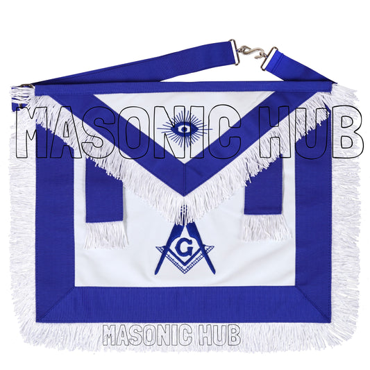 Masonic Master Mason Apron – 100% Lambskin with White Fringe (Handcrafted)