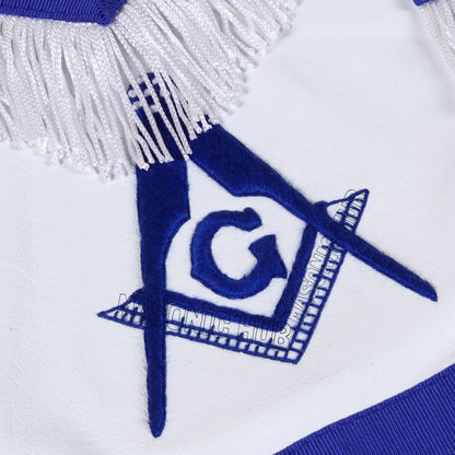 Masonic Master Mason Apron – 100% Lambskin with White Fringe (Handcrafted)