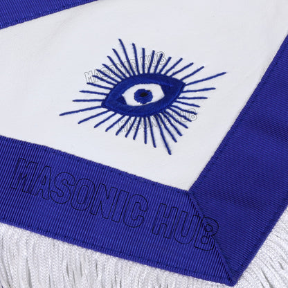 Masonic Master Mason Apron – 100% Lambskin with White Fringe (Handcrafted)