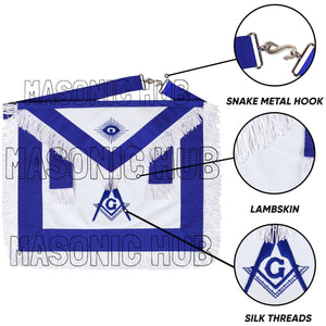 Masonic Master Mason Apron – 100% Lambskin with White Fringe (Handcrafted) Masonic Hub