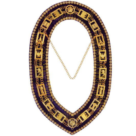 Masonic Heroines of Jericho Women's Chain Collar, HOJ COLLAR With Purple Backing