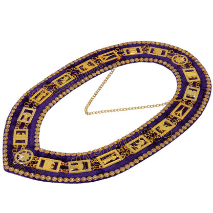 Masonic Heroines of Jericho Women's Chain Collar, HOJ COLLAR With Purple Backing