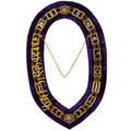 BLUE LODGE WORKING TOOLS CHAIN COLLAR PURPLE BACKING - GOLD PLATED Masonic Hub