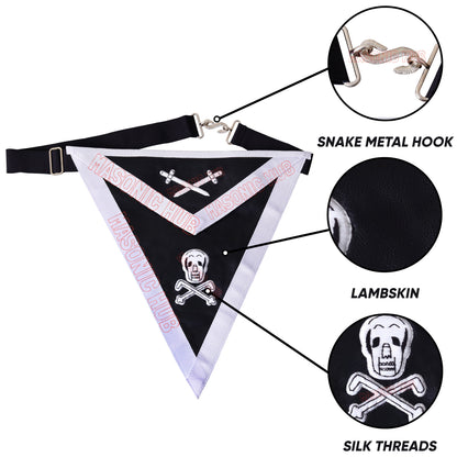 Masonic Knight Templar Apron – 100% Lambskin, Hand Embroidered