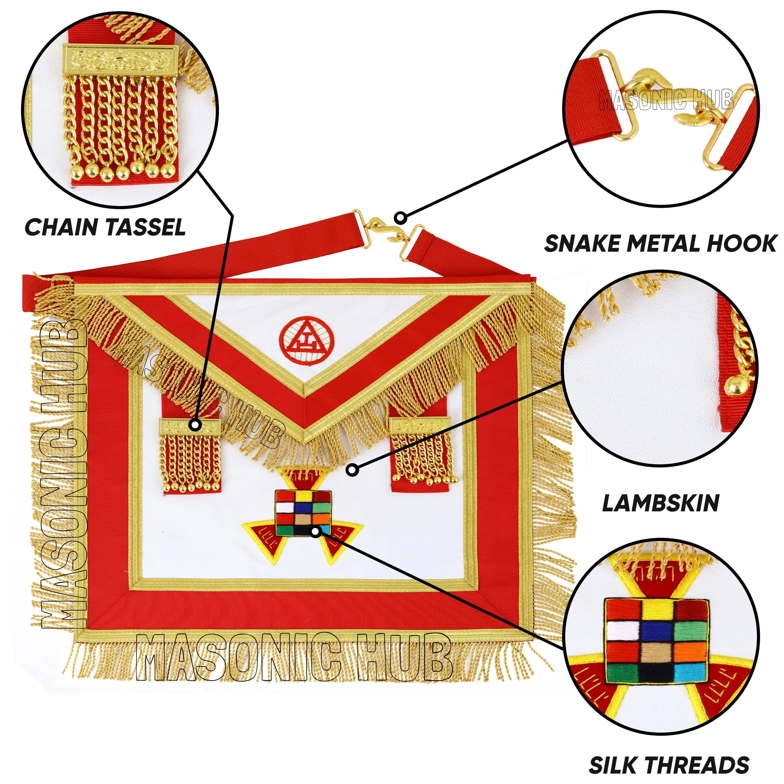 Handcrafted 100% Lambskin Royal Arch Past High Priest PHP Apron for Freemasonry Masonic Hub