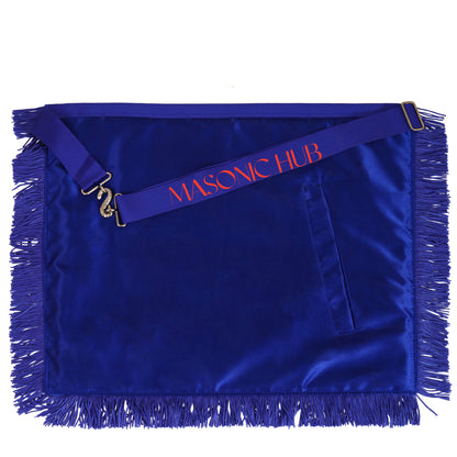 Masonic Past Master Apron – 100% Lambskin, Blue with Fringe (Handmade)