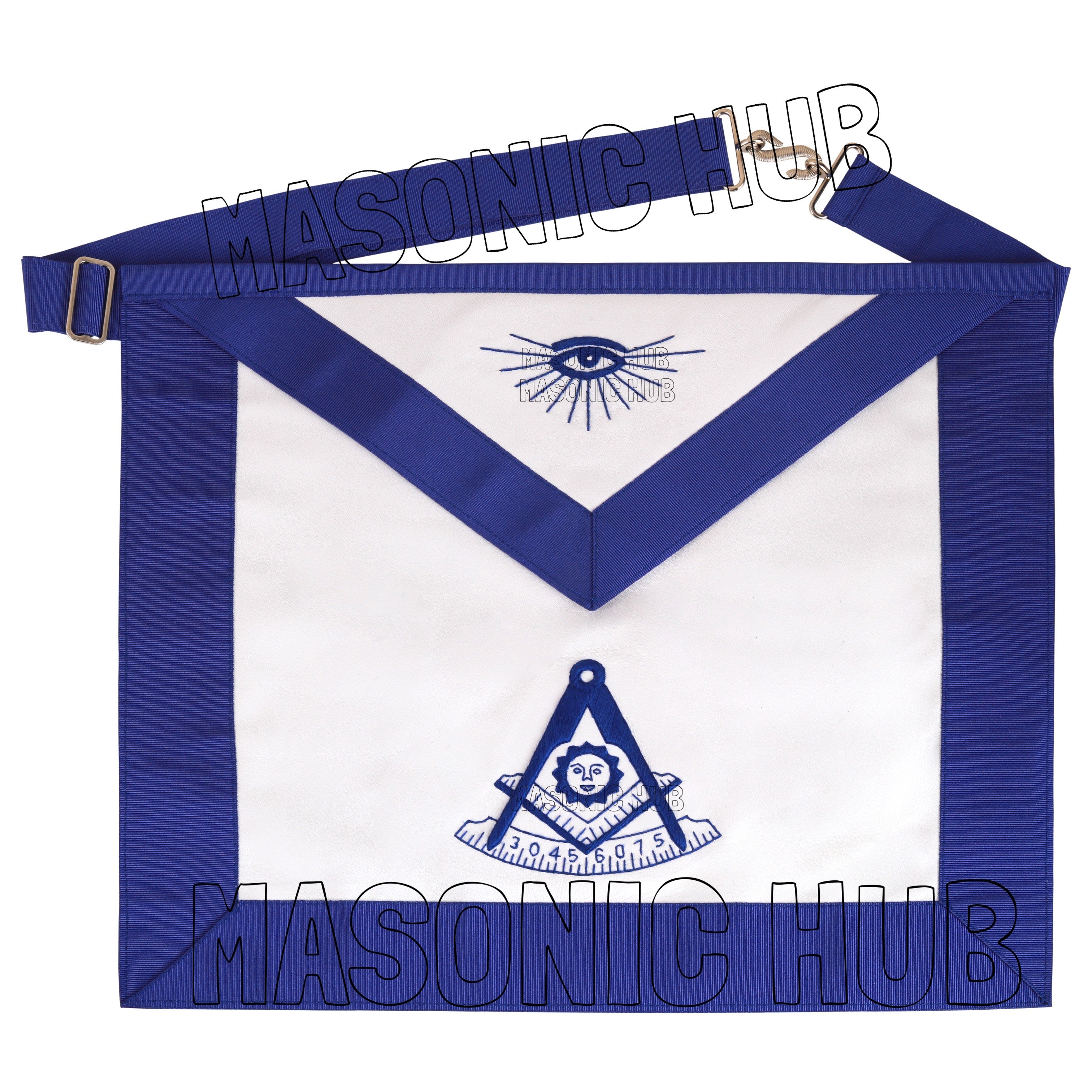 Handcrafted 100% Lambskin Masonic Blue Past Master Apron for Freemasonry Masonic Hub