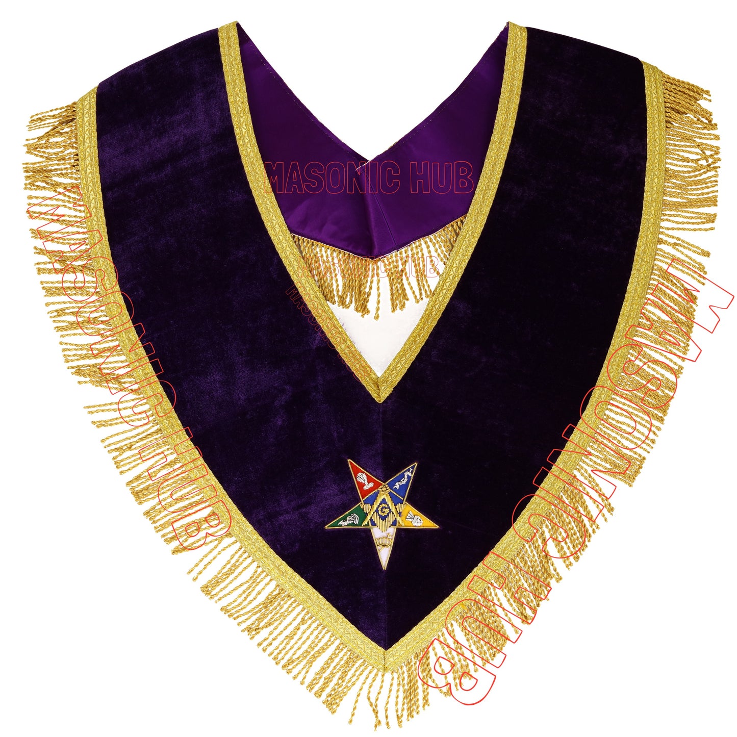 Handcrafted Purple Velvet OES Worthy Patron Masonic Apron &amp; Collar Set