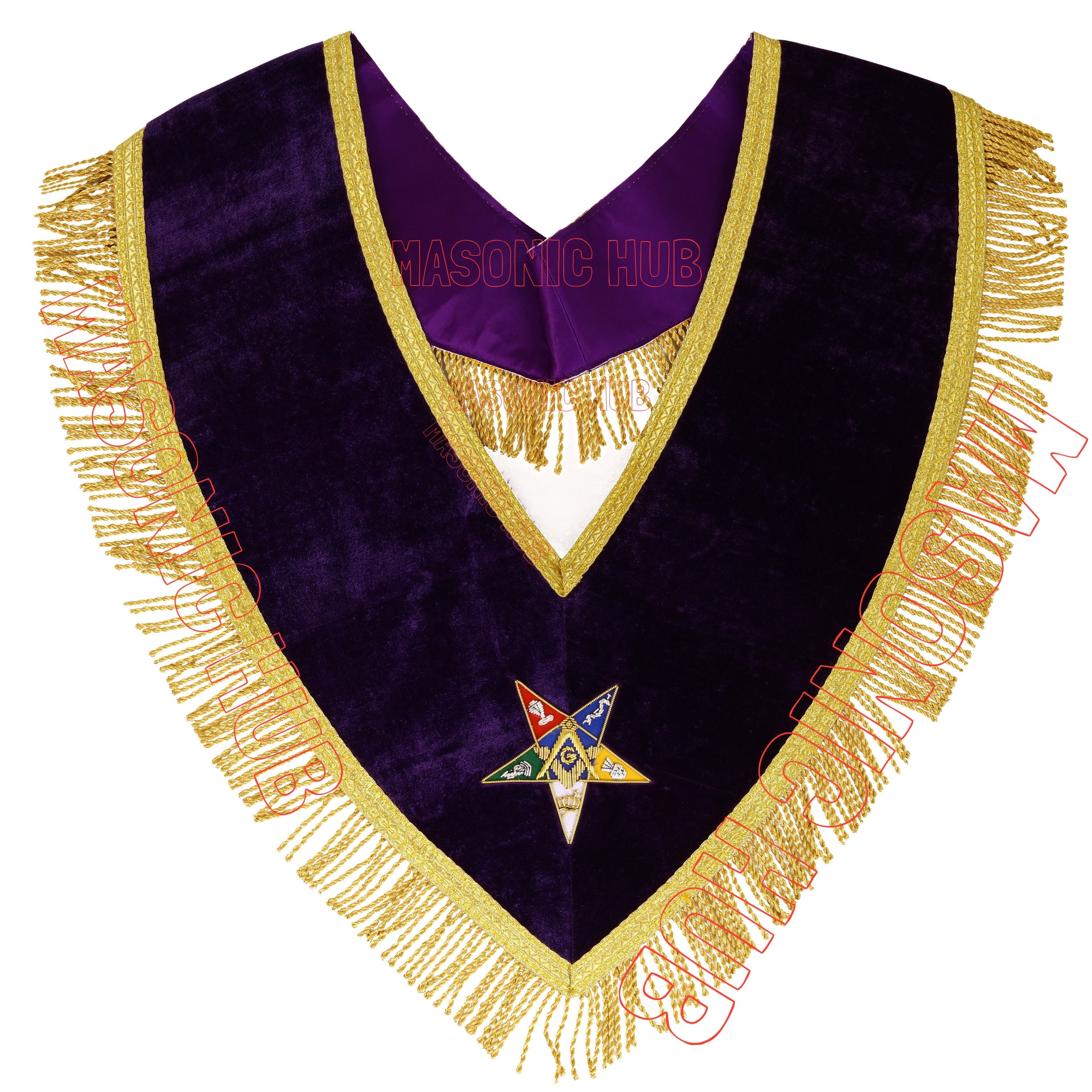 Handcrafted Purple Velvet OES Worthy Patron Masonic Apron &amp; Collar Set Masonic Hub