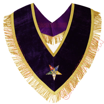 Handcrafted Purple Velvet OES Worthy Patron Masonic Apron &amp; Collar Set