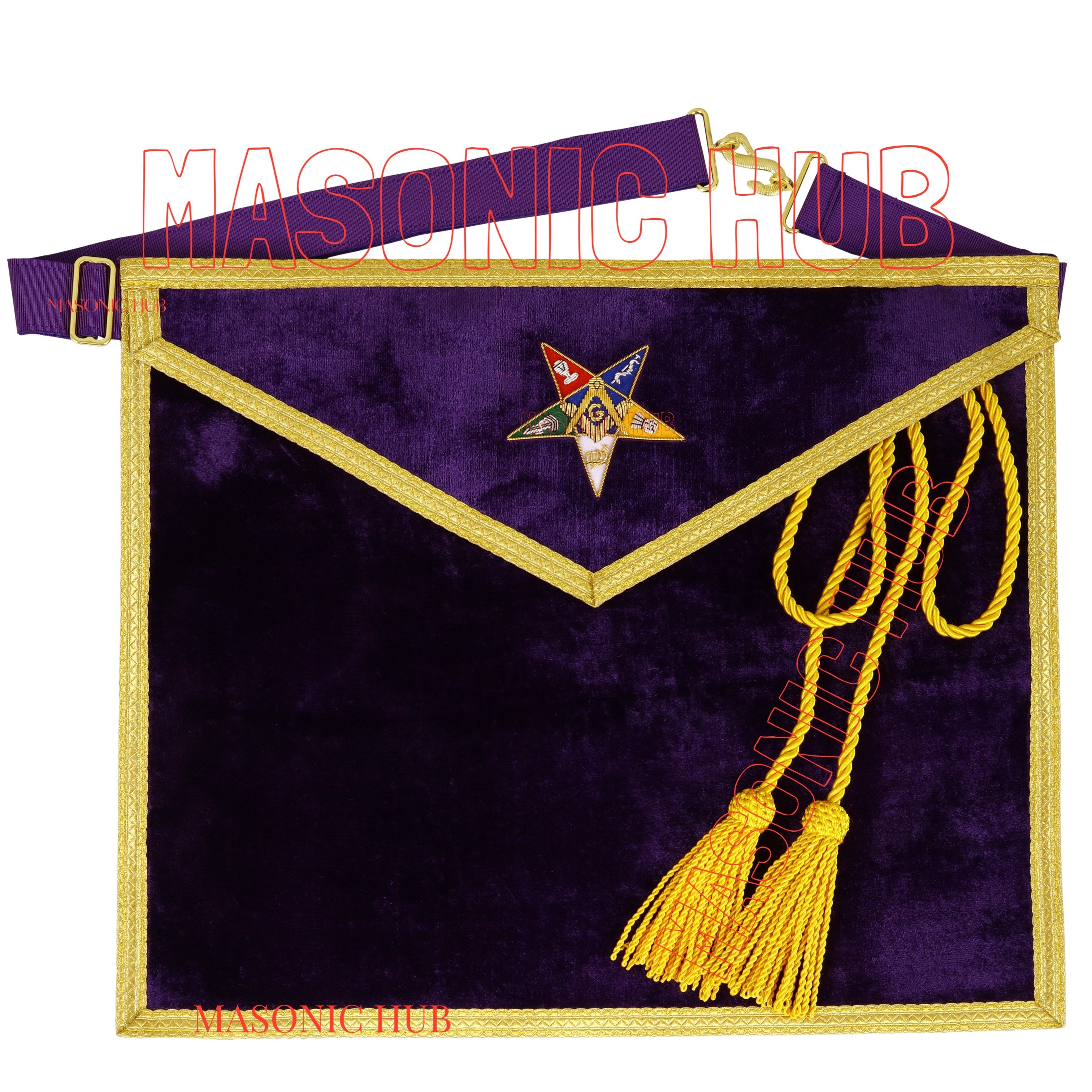 Handcraft Purple Velvet OES Worthy Patron Marton Masonic Apron with Collar Set Masonic Hub