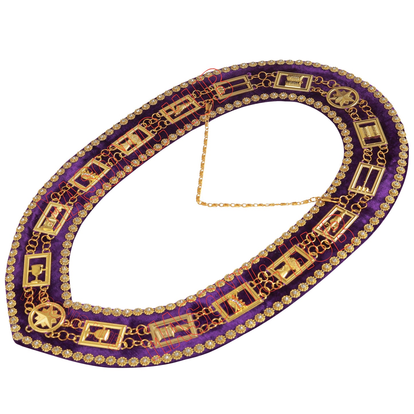 Handcraft Purple Velvet OES Worthy Patron Marton Masonic Apron with Collar Set