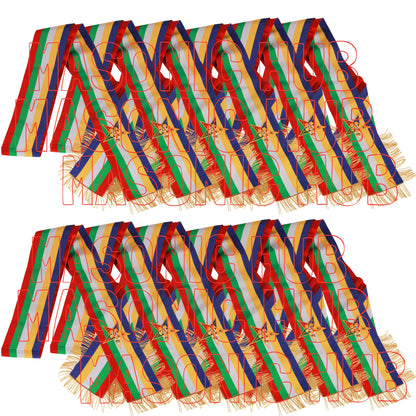 Masonic Order of the Eastern Star (OES) Five-Color Sash with Red Lining &amp; Gold Fringe