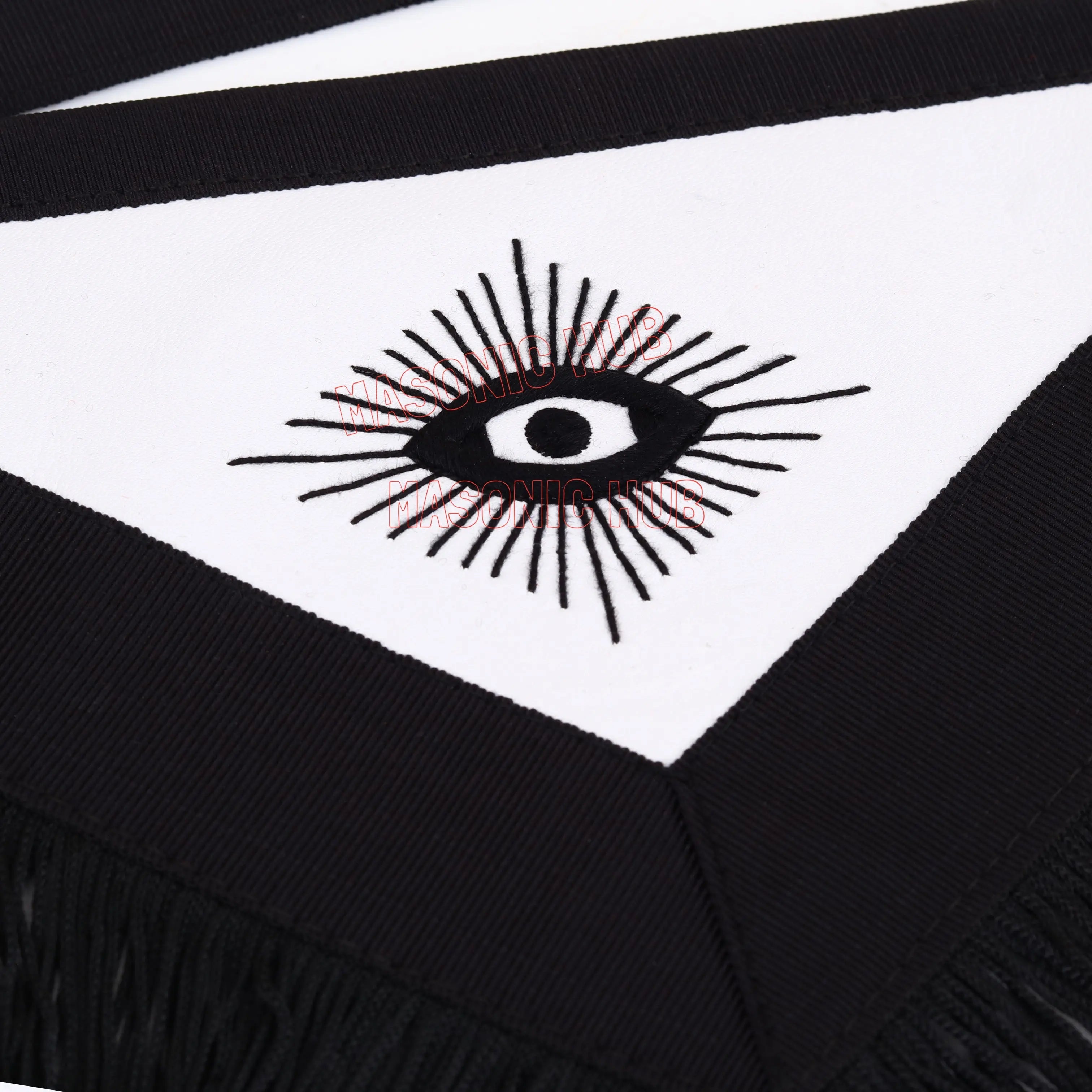 Handmade 100% Lambskin Master Mason Funeral Apron in Black with Reverent Fringe Masonic Hub