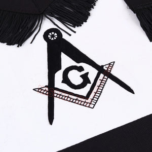 Handmade 100% Lambskin Master Mason Funeral Apron in Black with Reverent Fringe Masonic Hub