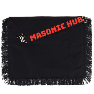 Handmade 100% Lambskin Master Mason Funeral Apron in Black with Reverent Fringe Masonic Hub