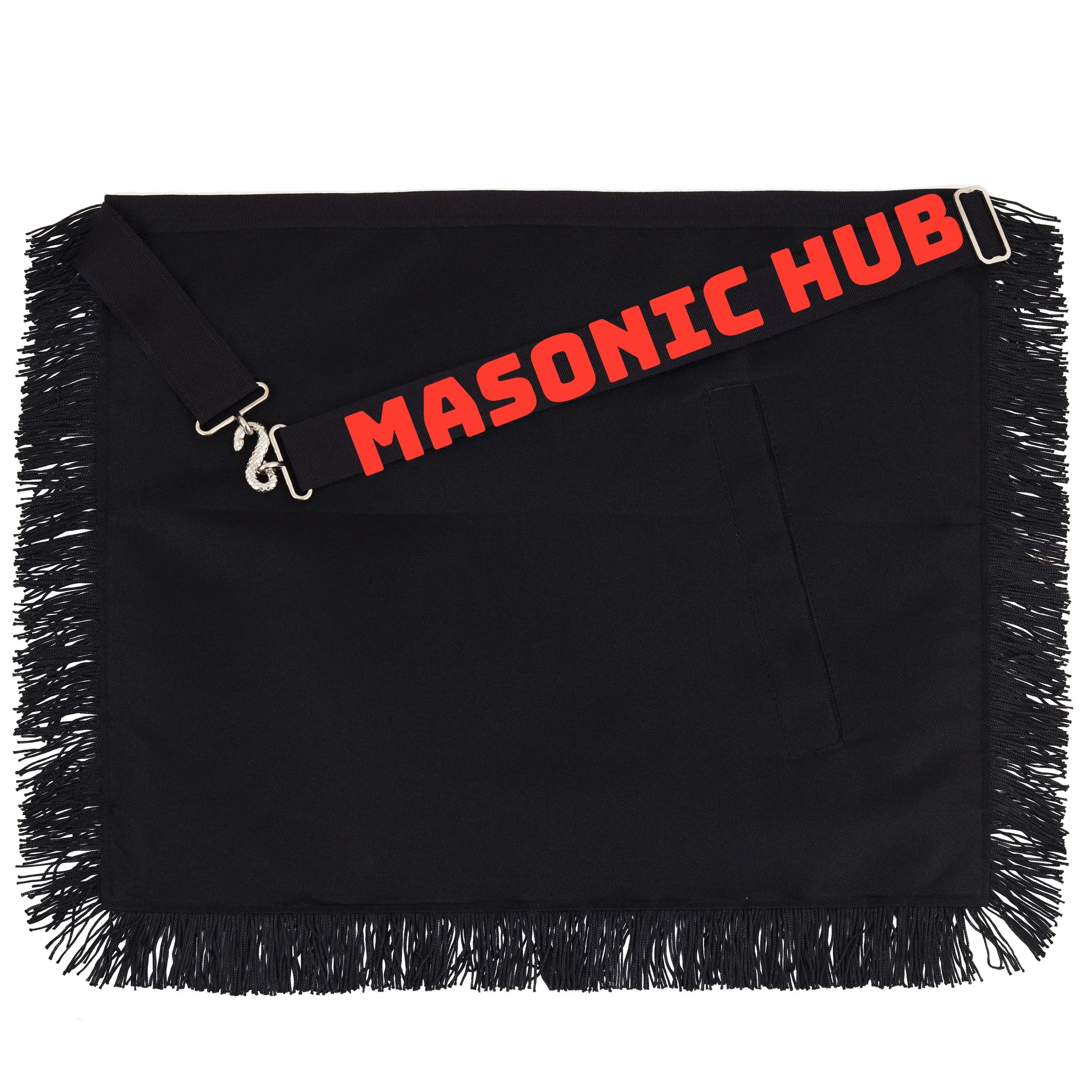 Handmade 100% Lambskin Master Mason Funeral Apron in Black with Reverent Fringe Masonic Hub