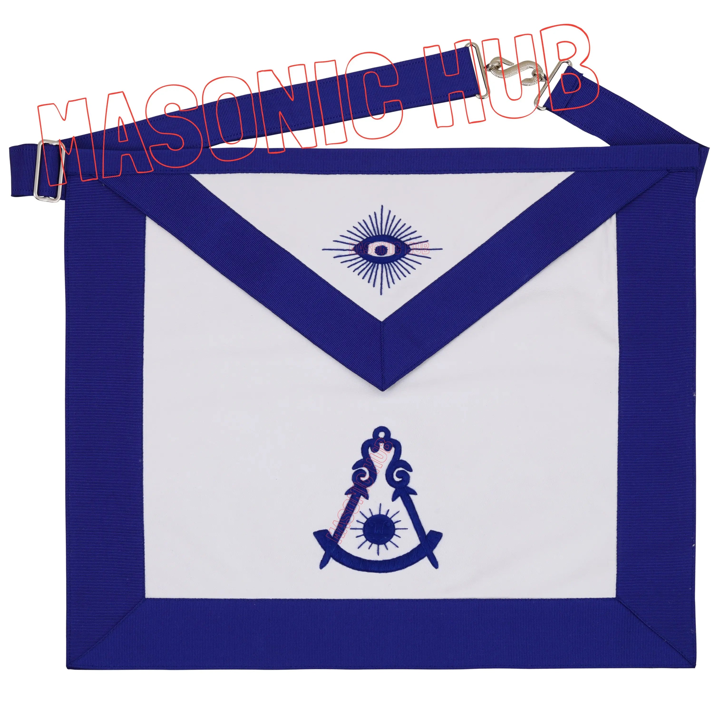 Masonic Past Master Apron – 100% Lambskin, Blue Hand-Embroidered Masonic Hub
