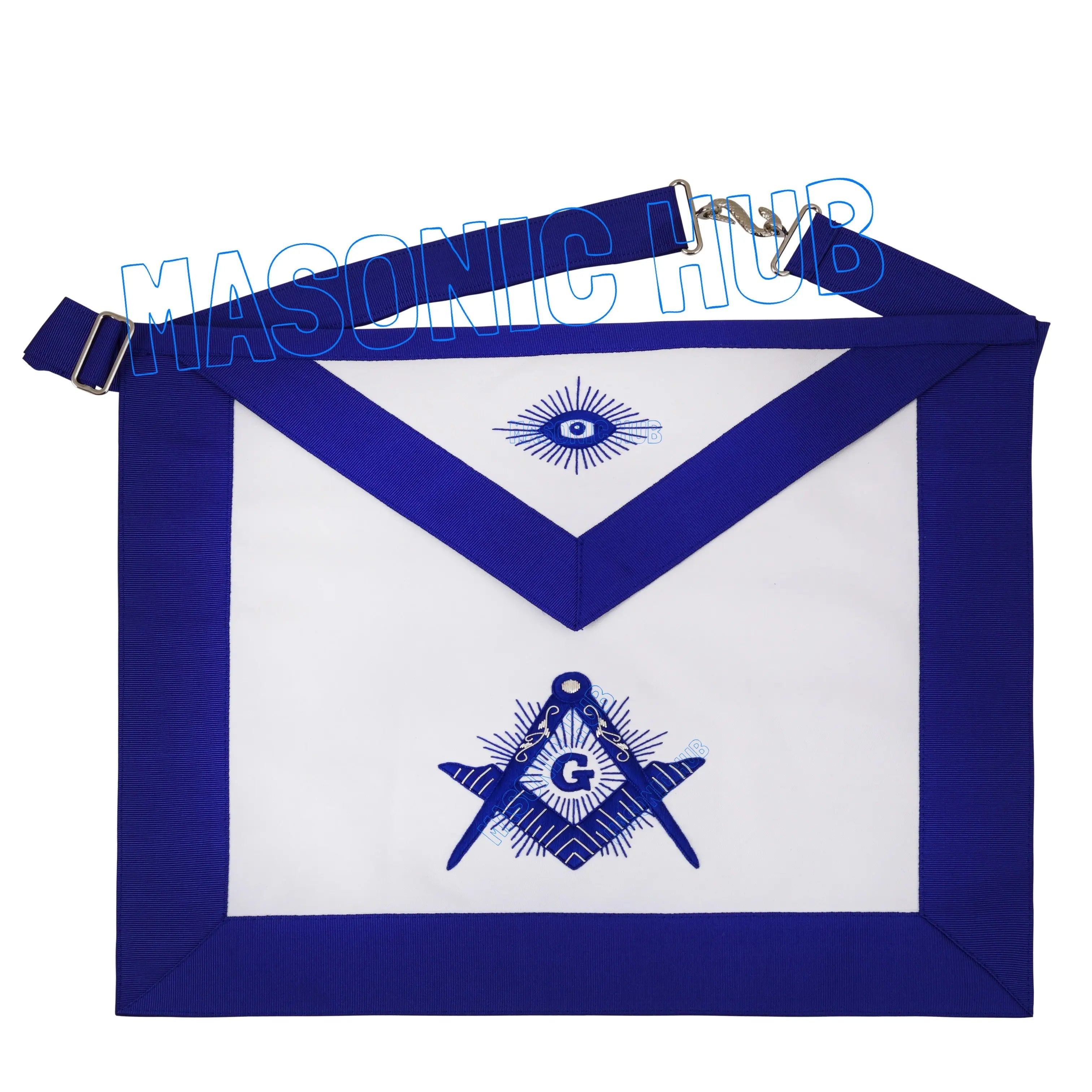 Handcrafted 100% Lambskin Master Mason Blue Lodge Apron with Radiant G Symbol Masonic Hub