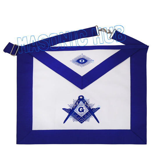 Handcrafted 100% Lambskin Master Mason Blue Lodge Apron with Radiant G Symbol