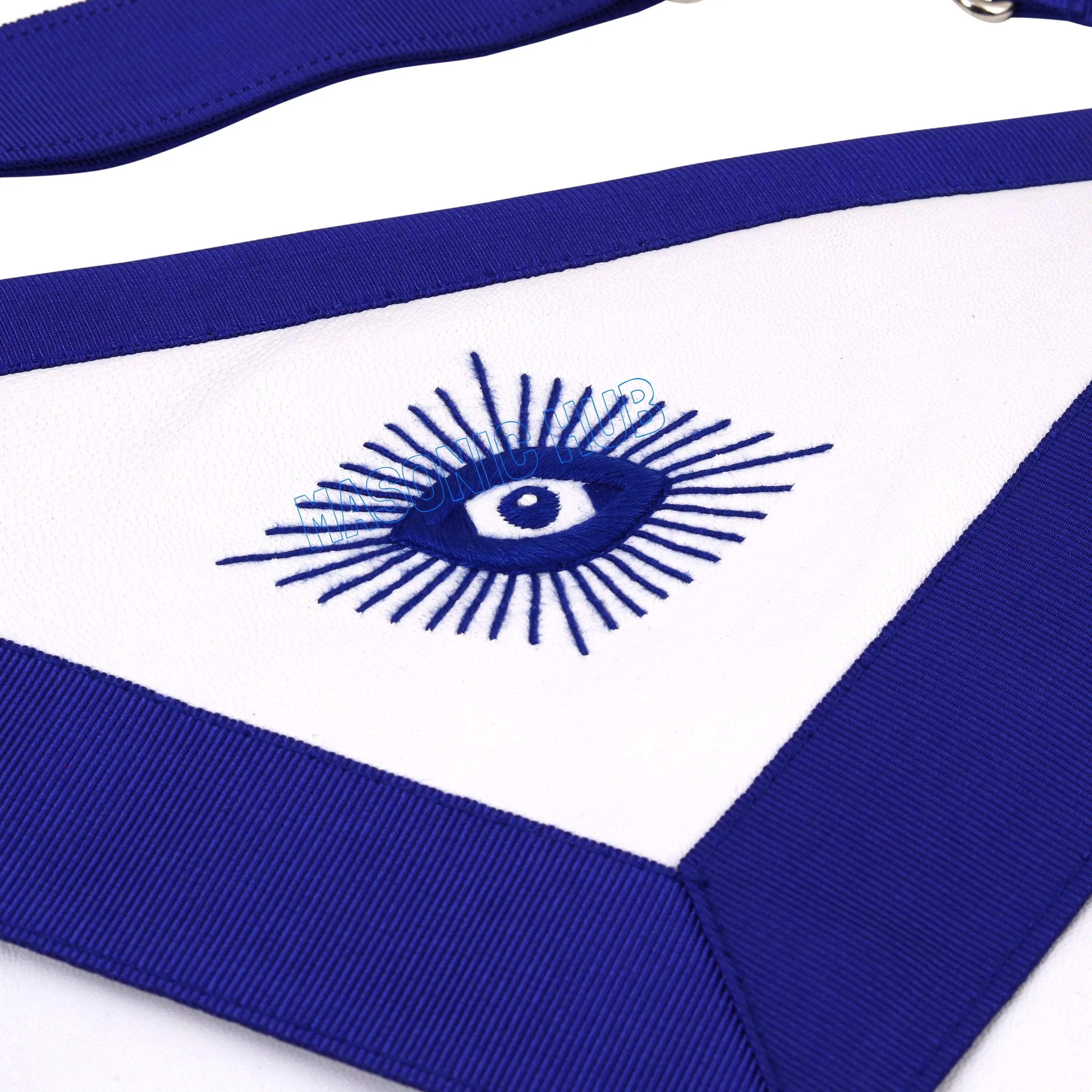 Handcrafted 100% Lambskin Master Mason Blue Lodge Apron with Radiant G Symbol Masonic Hub