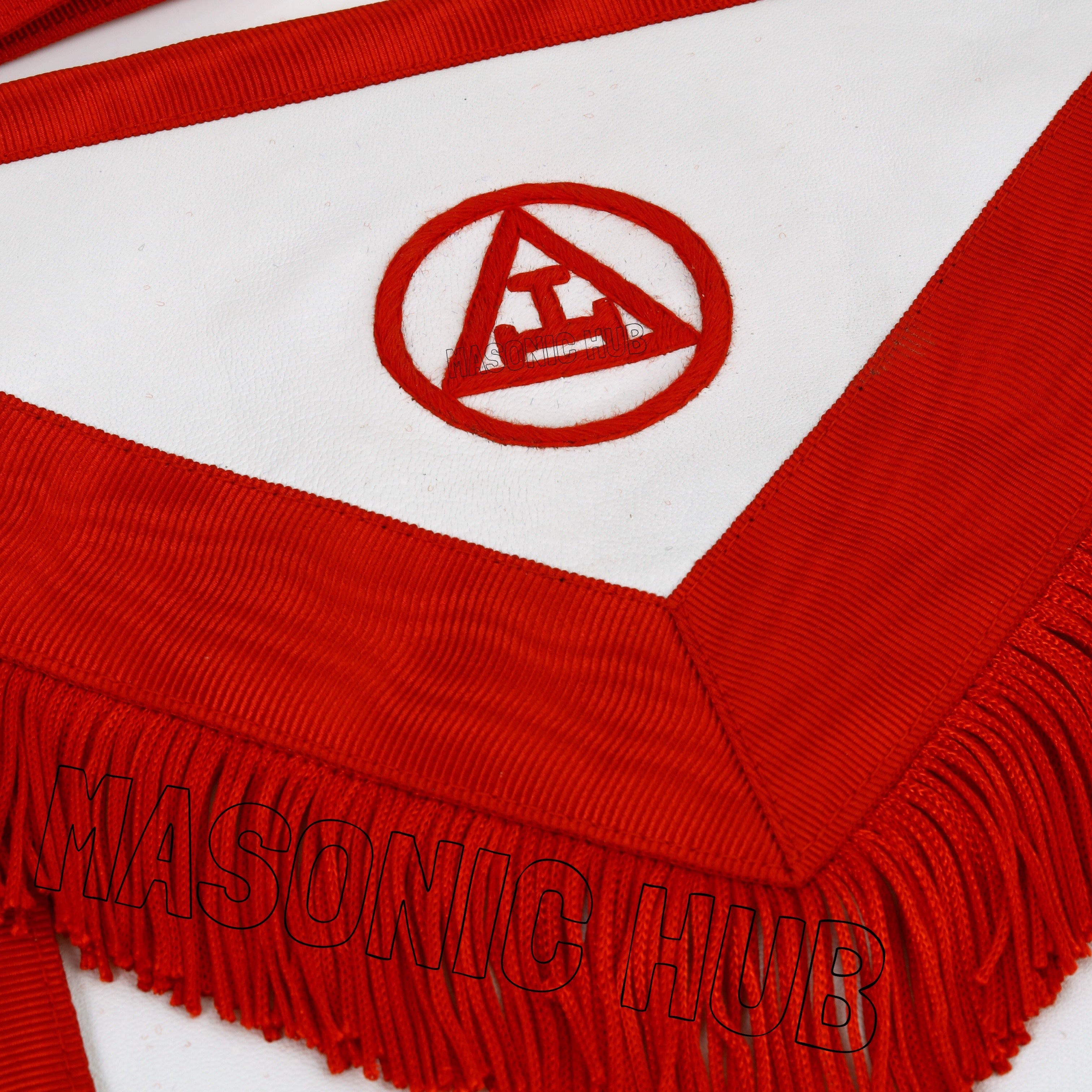 Masonic Royal Arch Member Apron – 100% Lambskin with Fringe (Hand Embroidered) Masonic Hub