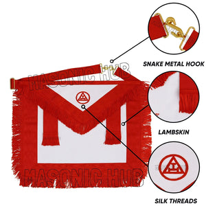 Masonic Royal Arch Member Apron – 100% Lambskin with Fringe (Hand Embroidered) Masonic Hub