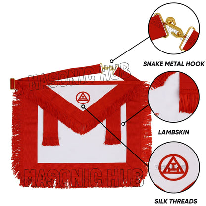 Masonic Royal Arch Member Apron – 100% Lambskin with Fringe (Hand Embroidered)