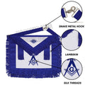 Handcrafted 100% Lambskin Masonic Master Mason Blue Lodge Apron with Blue Fringe Masonic Hub