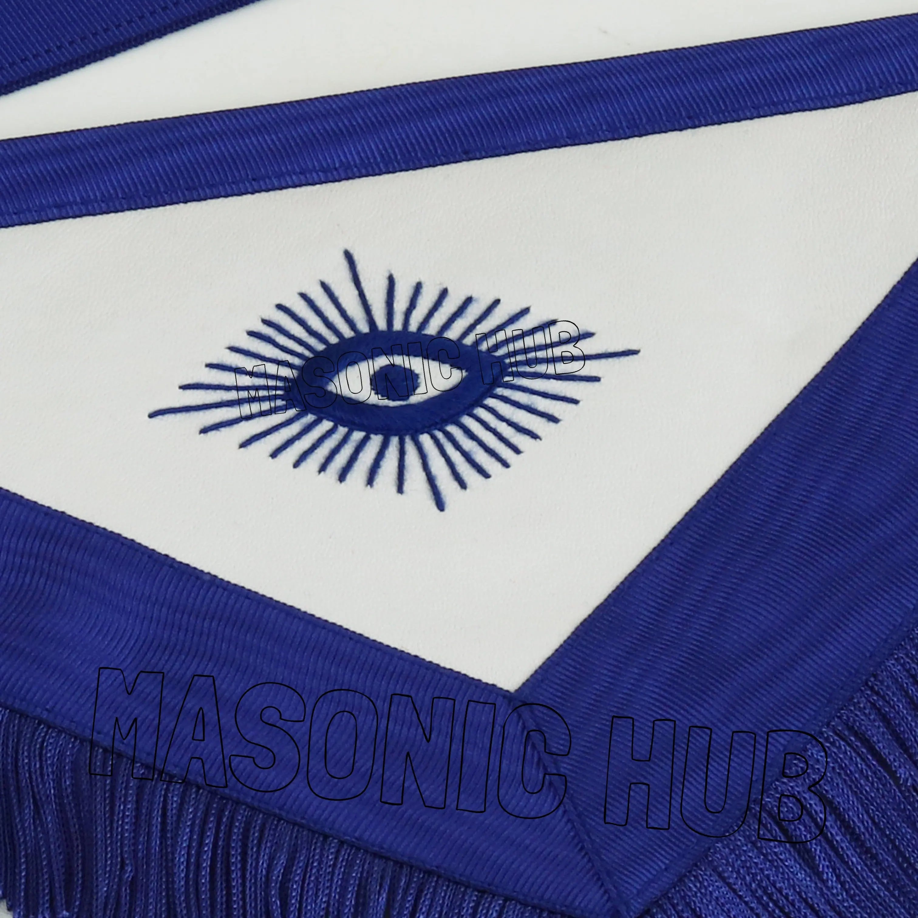 Handcrafted 100% Lambskin Masonic Master Mason Blue Lodge Apron with Blue Fringe Masonic Hub