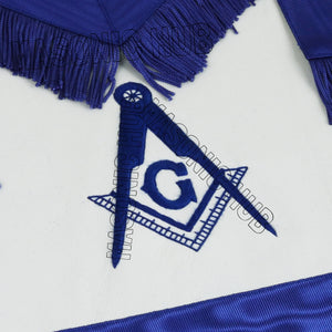 Handcrafted 100% Lambskin Masonic Master Mason Blue Lodge Apron with Blue Fringe Masonic Hub