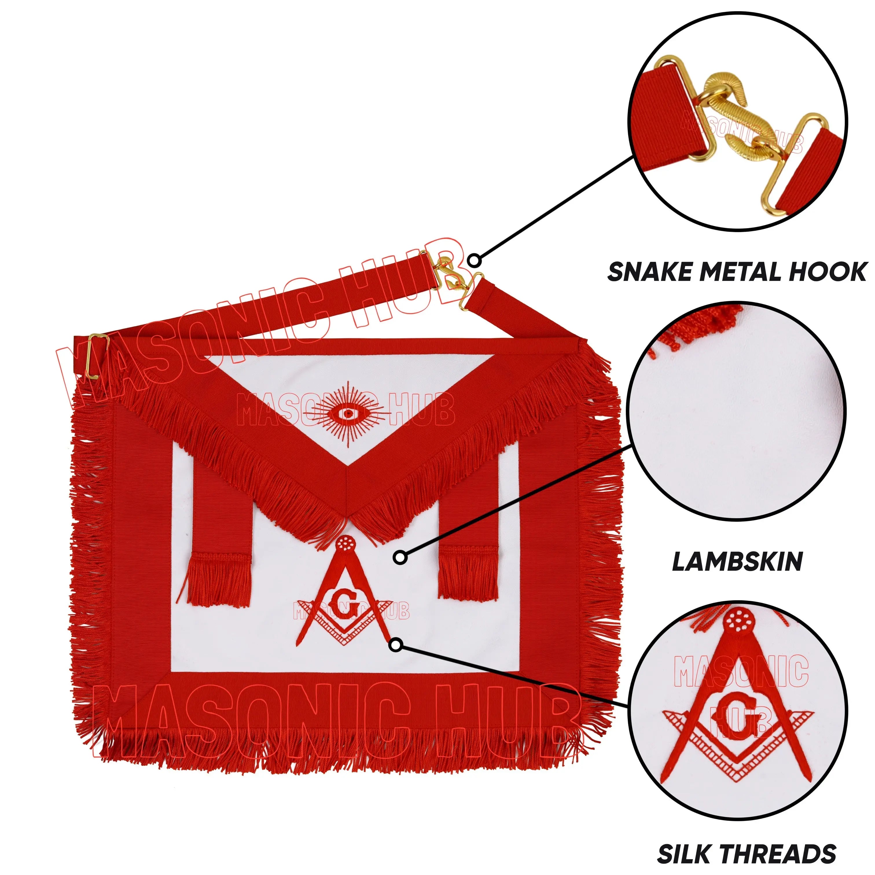 Masonic AASR Scottish Rite Master Mason Apron – 100% Lambskin, Hand-Embroidered Masonic Hub